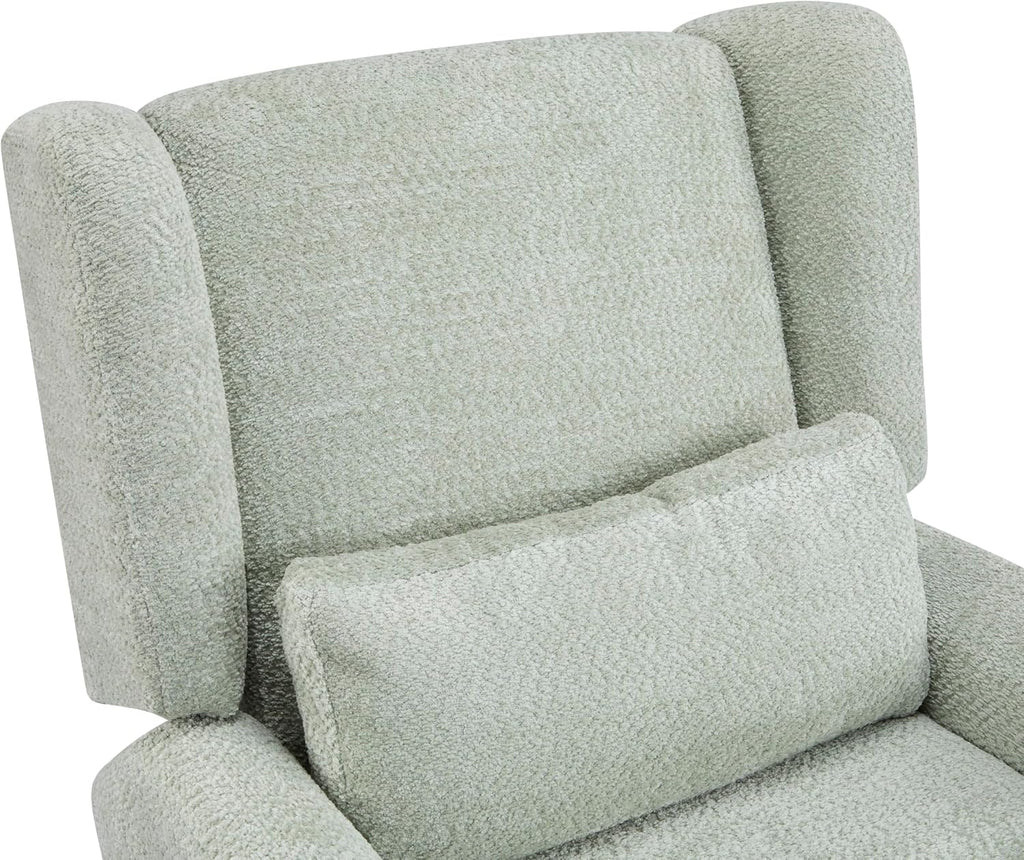 Christopher Knight Home Dolia Boucle Upholstered 360° Swivel Chair, Push-Back Power Recliner Chair, Iron Recliner Sofa with Rotation, Living Room Lounge Sofa, Adjustable Backrest, Gold+Light Green