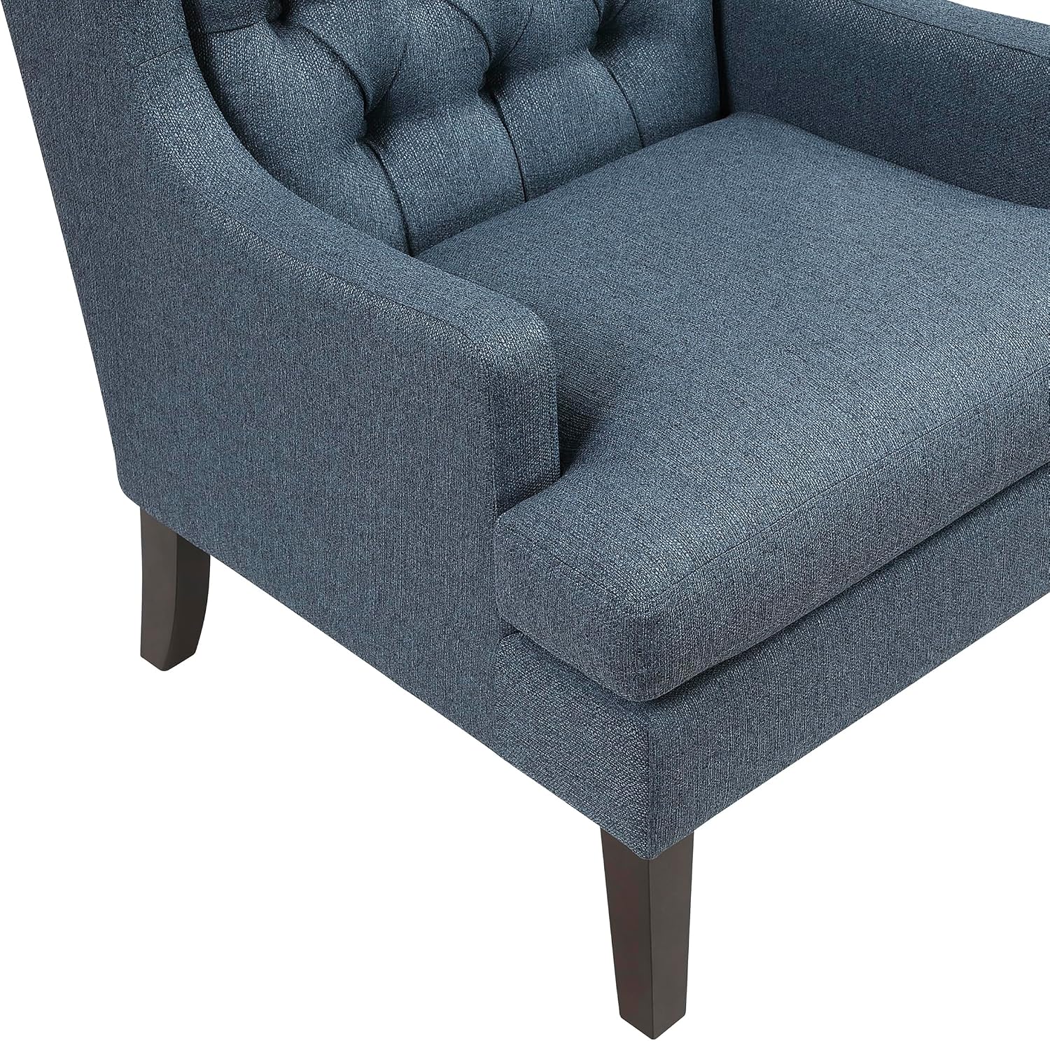 Lexicon Living Room Accent Chair, Textured Fabric Upholstered Reading Chair, Button-Tufted, High Wingback for Living Room/Bedroom/Office, Blue