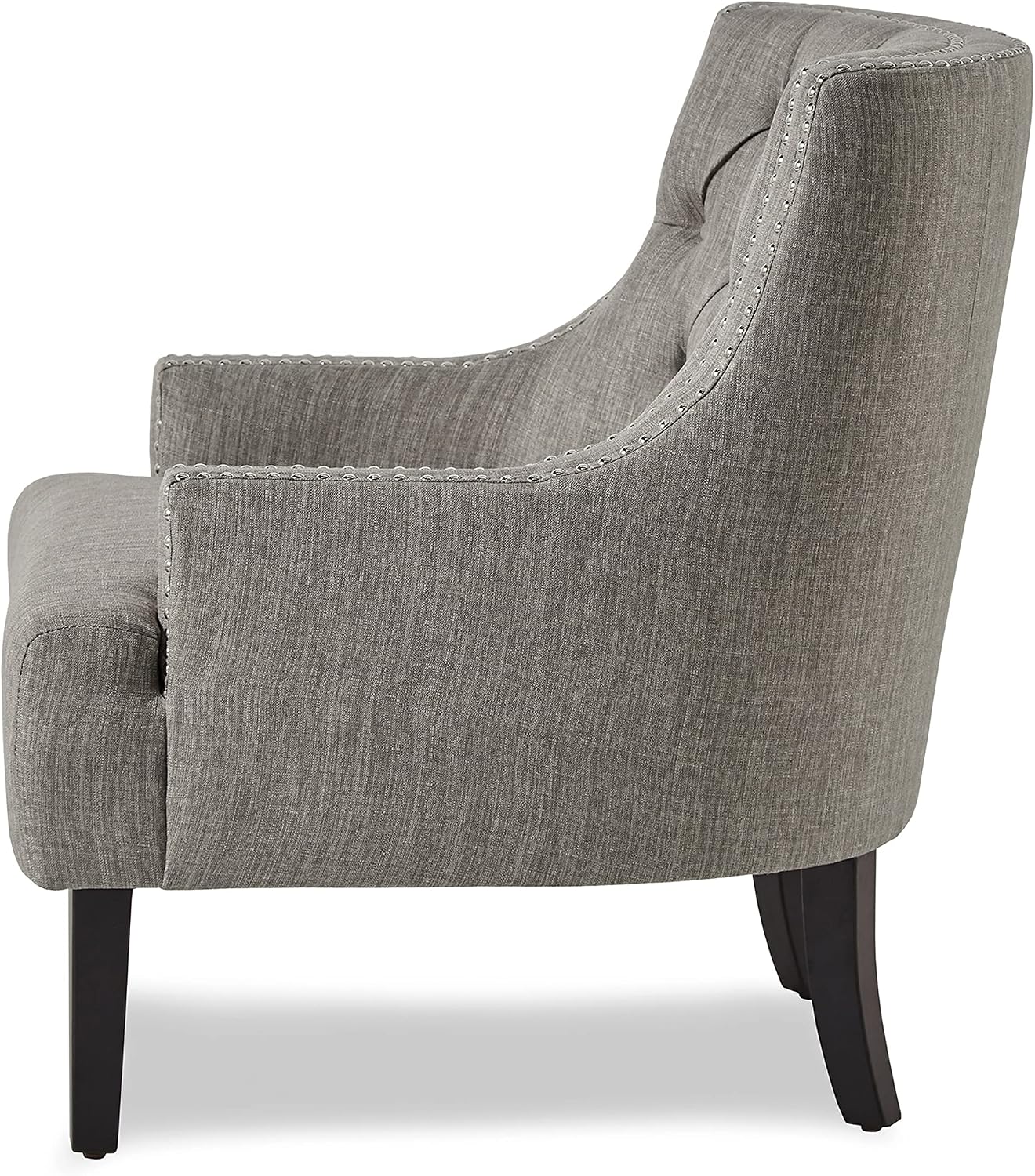 Lexicon Accent Chair Reading Chair Comfy Chair for Bedroom, Upholstered Armchair with Solid Wood Frame, Tufted Cushion Nail Head Trim, Single Sofa Chair for Living Room, Office, Tan Chenille