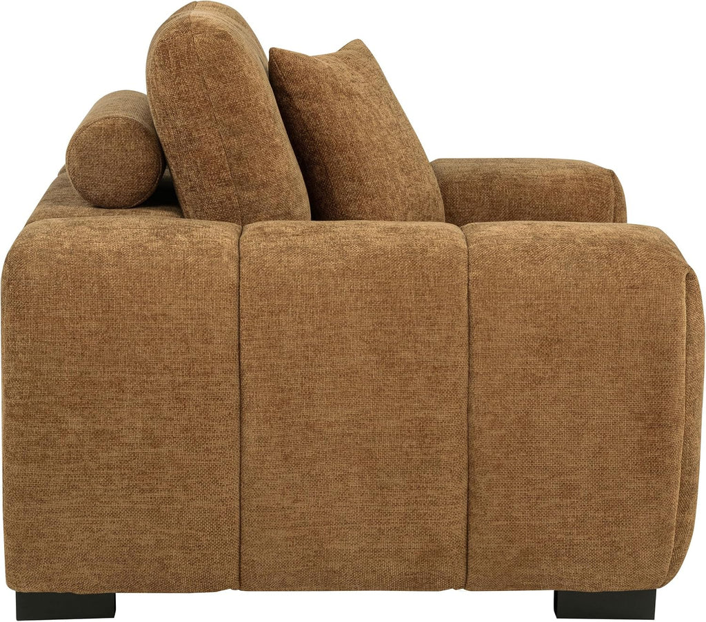Coaster Home Furnishings - Octavia - Fabric Upholstered Track Arm Accent Chair with Curved Shape, Tufted Waterfall Seat and Reversible Back Cushion - Living Room - Amber - 509343