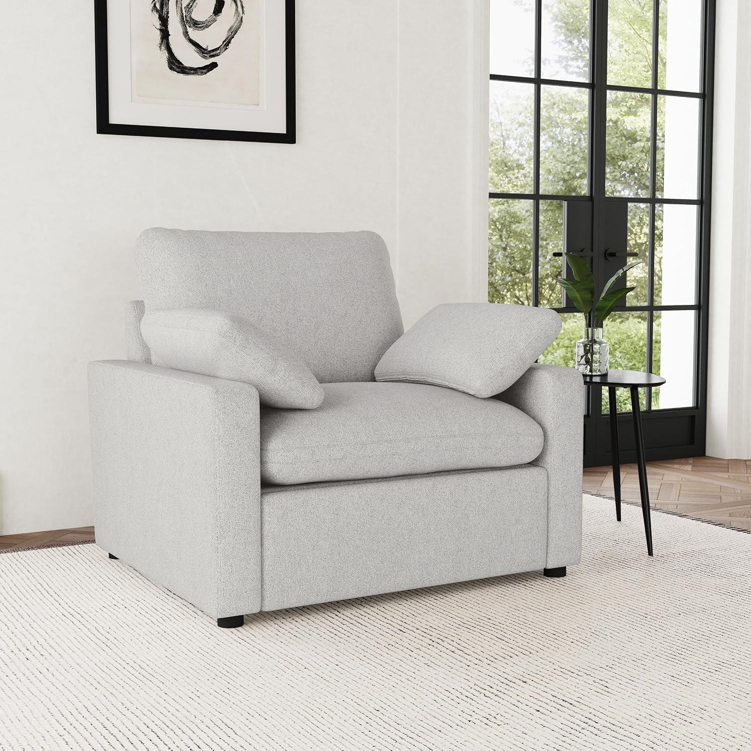 Coaster Home Furnishings - Collins - Wood and Fabric - Power Recliner with Horizontal Tufted Detail, Padded Arms, and Reversible Cushions - Living Room - Gray - 609563P