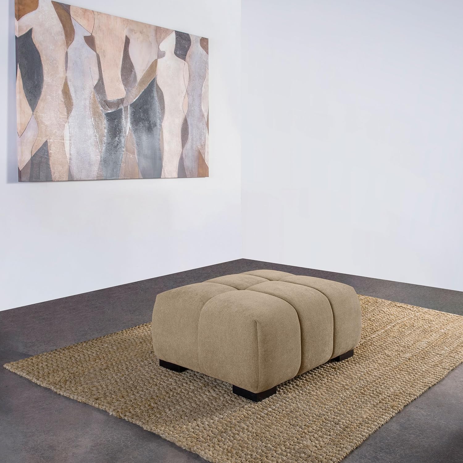 Coaster Home Furnishings - Octavia - Fabric Upholstered Rectangular Ottoman with Grid Tufting, Wood Frame and Black Legs - Living Room - Camel - 509964