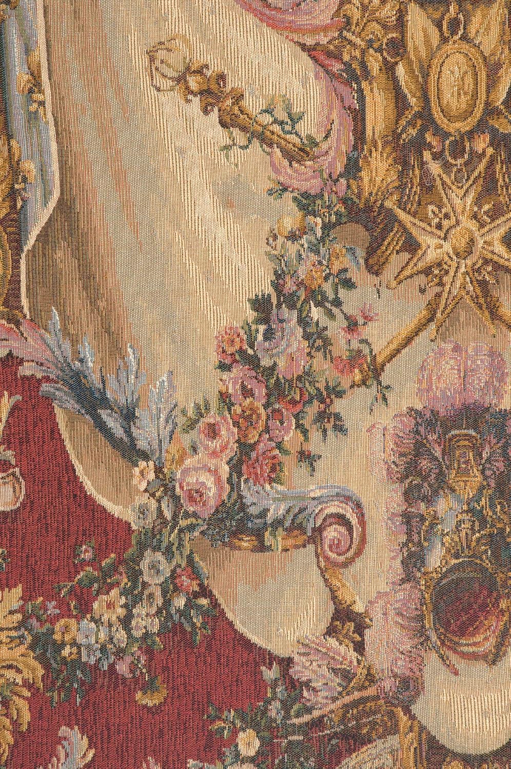 Charlotte Home Furnishings Inc. Grandes Armoiries Red French Tapestry Wall Hanging, 78 X 58 Inch, Viscose Cotton And Polyester Blend Wall Art, Perfect For Wall Decor By Pierre Josse Perrot