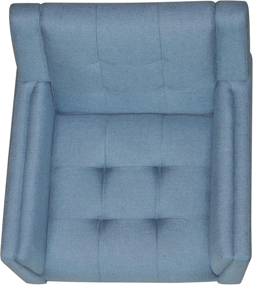 Christopher Knight Home Alisa Mid Century Modern Fabric Arm Chair, Blue and Walnut