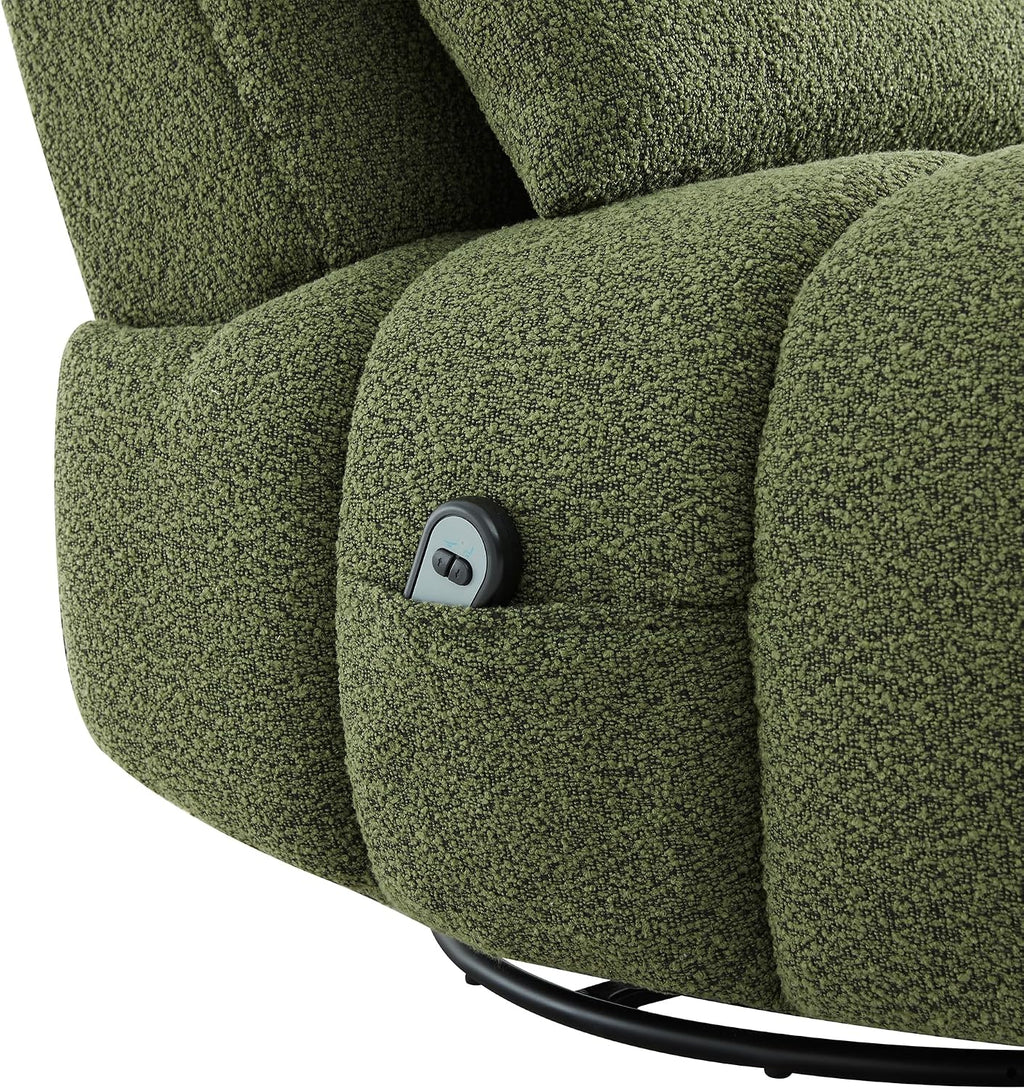 Watson & Whitely Oversized Power Recliner Chair for Adults, Swivel Rocker Recliner Chair with Lumbar Support, Ultra-Comfy Glider Recliner for Living Room Theater Seating Single Sofa, Olive