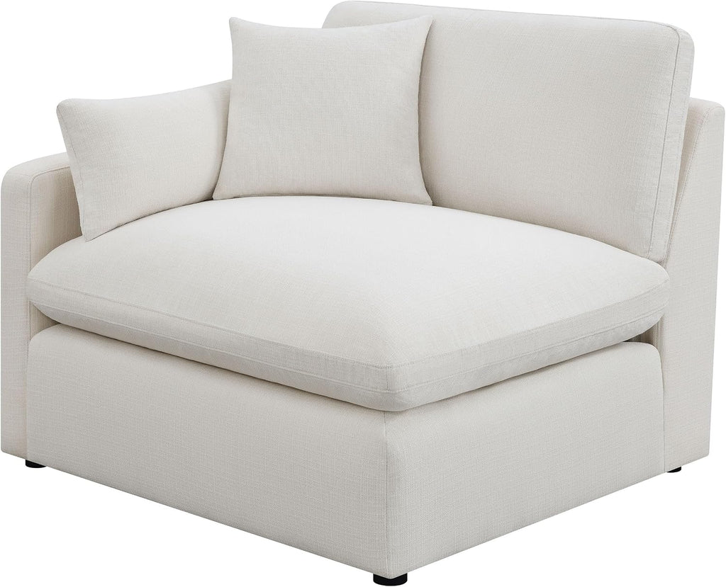 Coaster Home Furnishings - Hobson - 4-Piece Upholstered Modular Sectional Sofa with Accent Pillows and Sloped Track Armrests - Living Room - Ivory - 551451-SETB