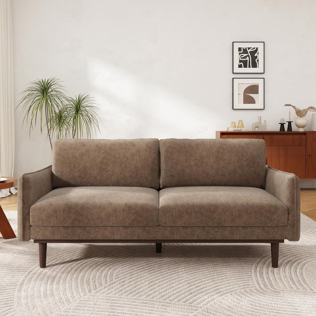 Christopher Knight Home Brena Modern Fabric Upholstered Loveseat Sofa, Wooden 2 Seater Sofa Couch with Deep Seat, Comfy Cloud Couch for Living Room, Bedroom, Home Office, Brown