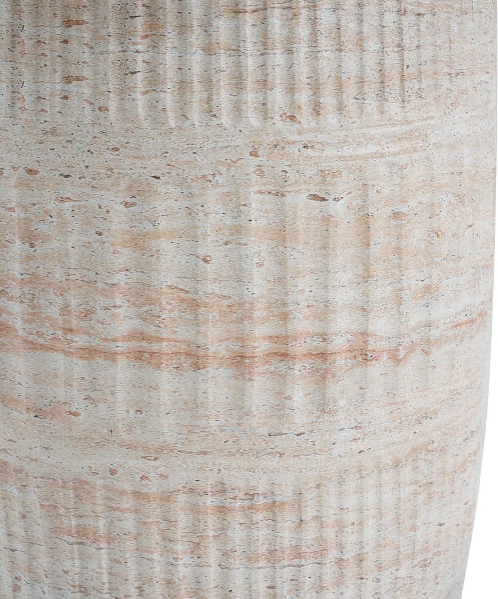 Christopher Knight Home Jaym 18.50' H Indoor Outdoor Accent Side Table, Patio Decorative End Table, Cylinder Lightweight Concrete Garden Stool for Patio Balcony & Garden Decor, Travertine