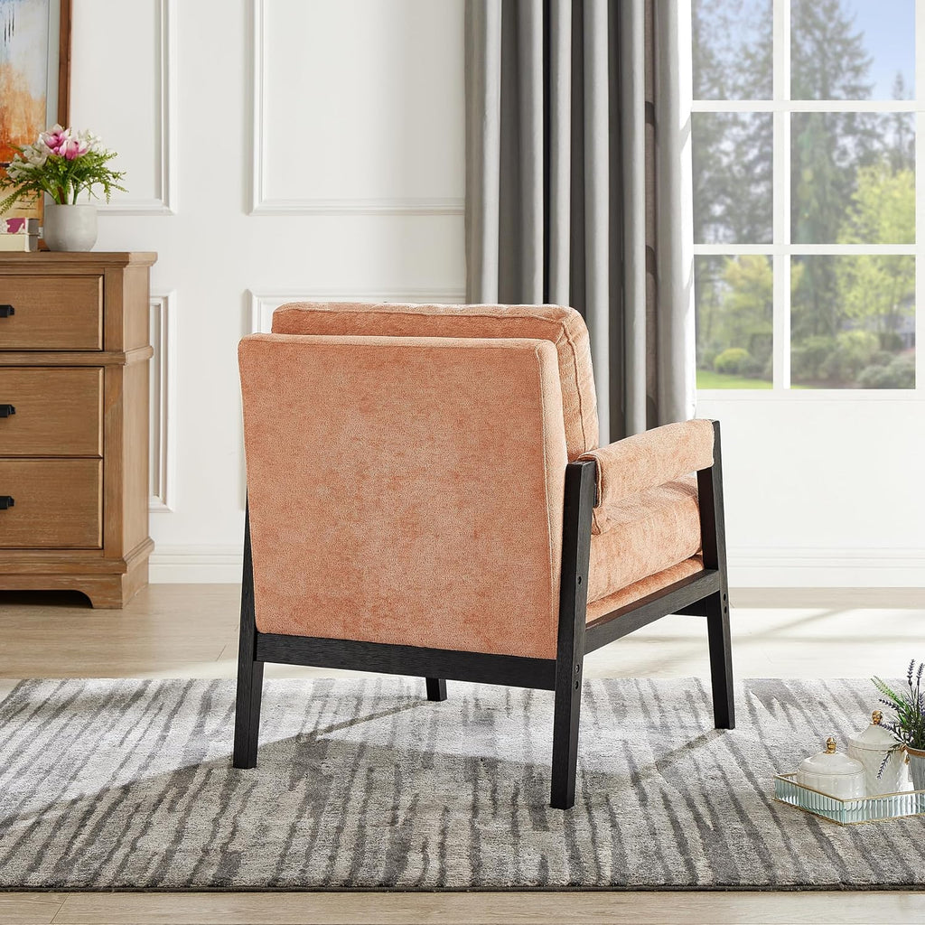 Roundhill Furniture Kelly Mid-Century Modern Chenille Upholstered Accent Armchair, Orange