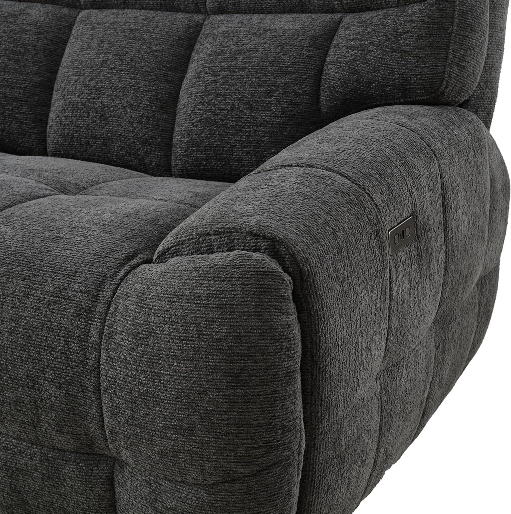 Furniture of America Tavie Modern Reclining Sofa with Storage Console and Cup Holders, Sectional Recliner, L Shaped Couch for Living Room, Home Theater, Playroom, Dark Grey