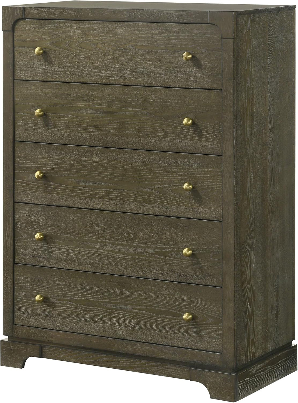 Coaster Home Furnishings - Gran Park - Wood - 5-Drawer Chest with Brass Knobs, Felt-Lined Top and Metal Ball-Bearing Glides - Modern Classic - Bedroom - Dark Cocoa - 224935