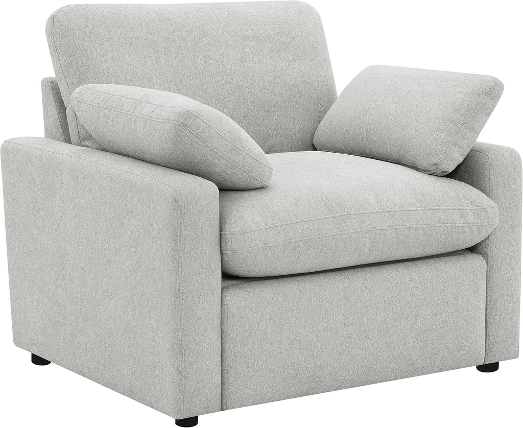 Coaster Home Furnishings - Collins - Wood and Fabric - Power Recliner with Horizontal Tufted Detail, Padded Arms, and Reversible Cushions - Living Room - Gray - 609563P