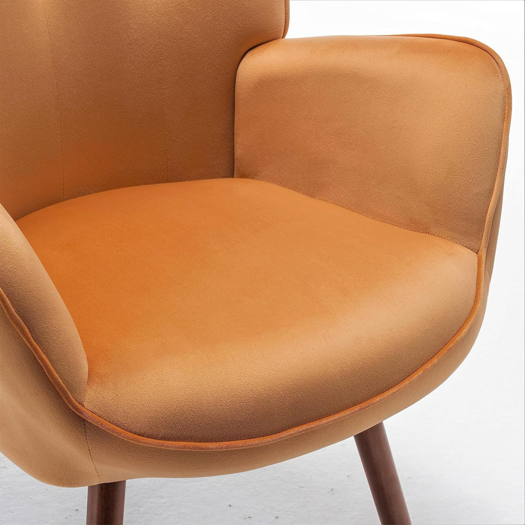 Container Furniture Direct Chic Accent Arm Chairs for Living Room, Bedroom, or Home Office, Button-Tufted Midcentury Armchair with Wingback Design and Splayed Legs, Mustard Yellow