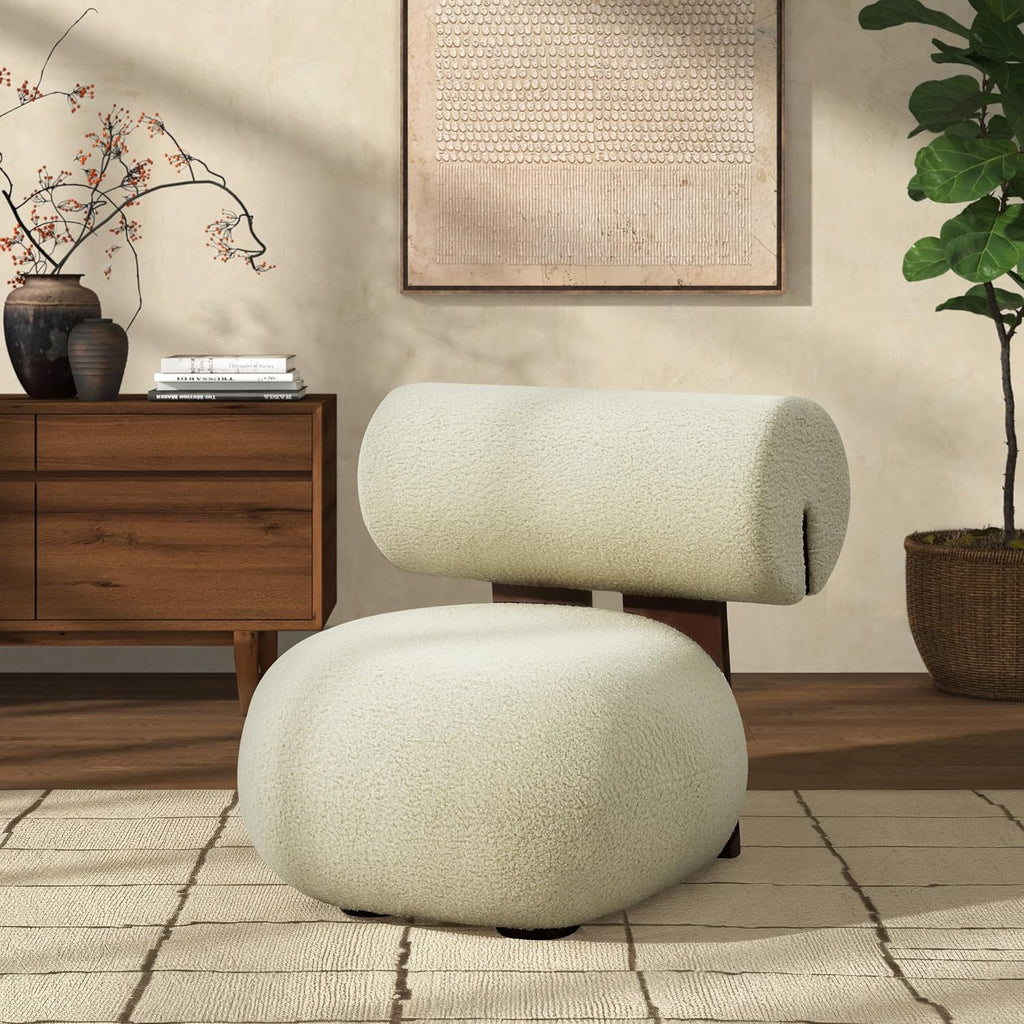 SAFAVIEH Couture Collection Kamaria Modern Ivory/Dark Brown Faux Shearling Accent Chair