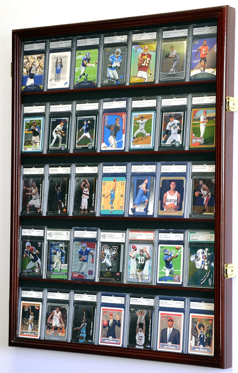 35 Graded Sport Cards/Collectible Card Display Case Wall Cabinet w/98% UV Door, Lockable