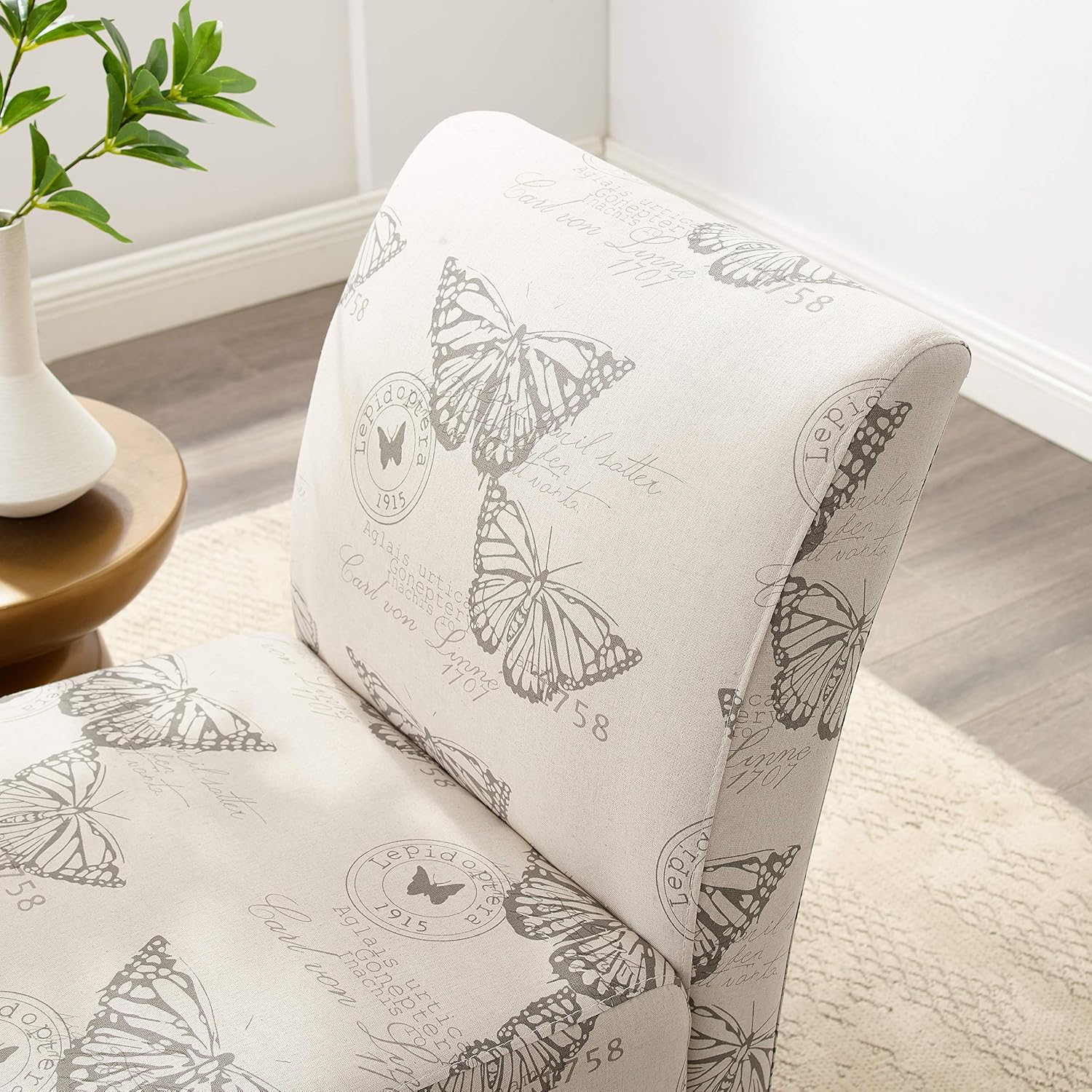 Linon Butterfly, Dark Espresso Linen Lily Chair, 21.5' W x 29.5' D x 31.5' H