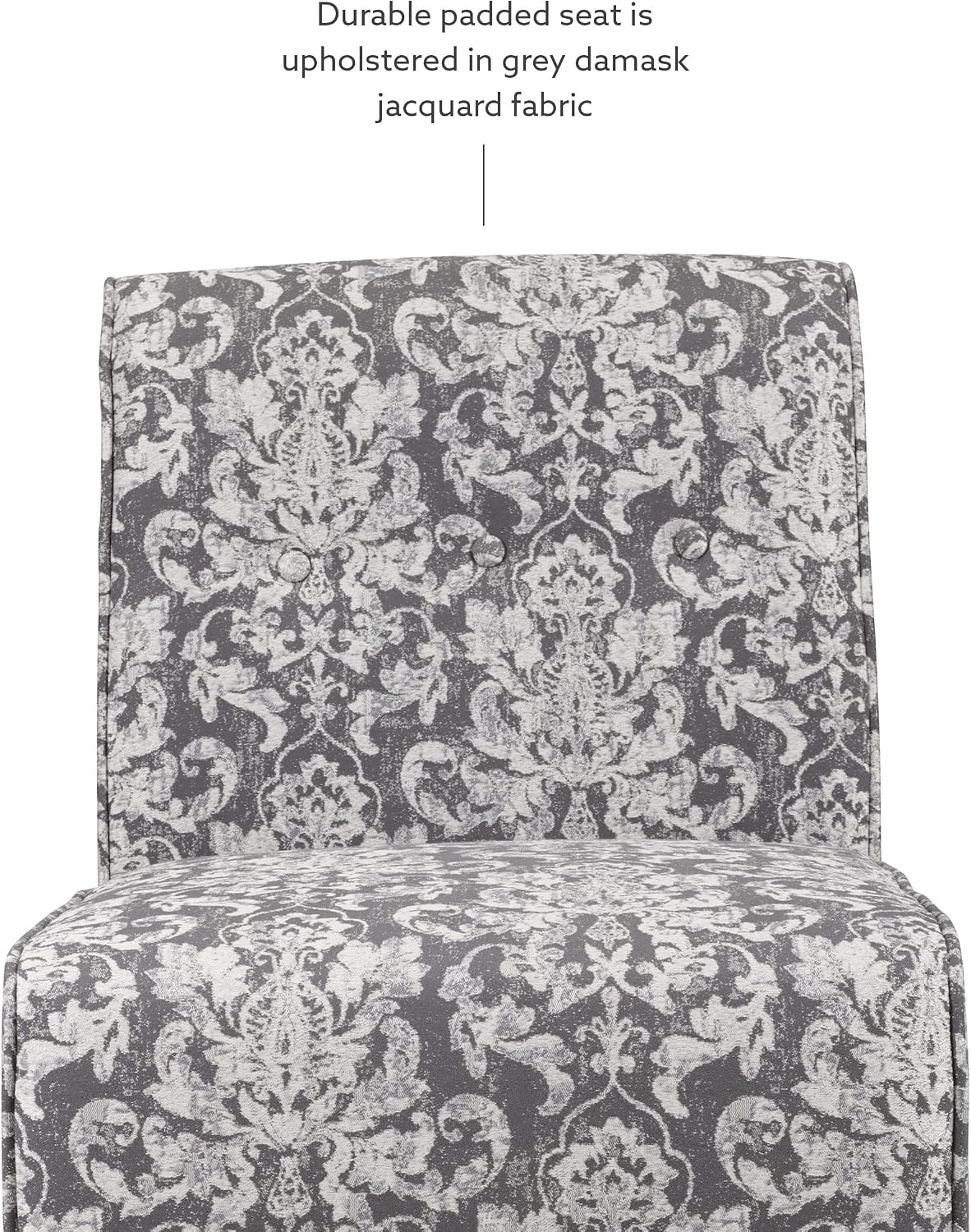 Linon Coco Accent Chair, Gray Damask