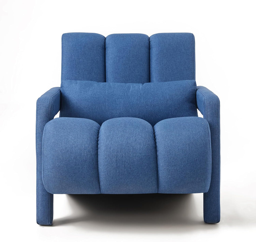 Christopher Knight Home Smyth Modern Armchair, Upholstered Accent Chair,Minimalist Lounge Chair, Cozy Seating Chair,with Linen Fabric and a Pillow, Bedroom Chair, Navy Blue