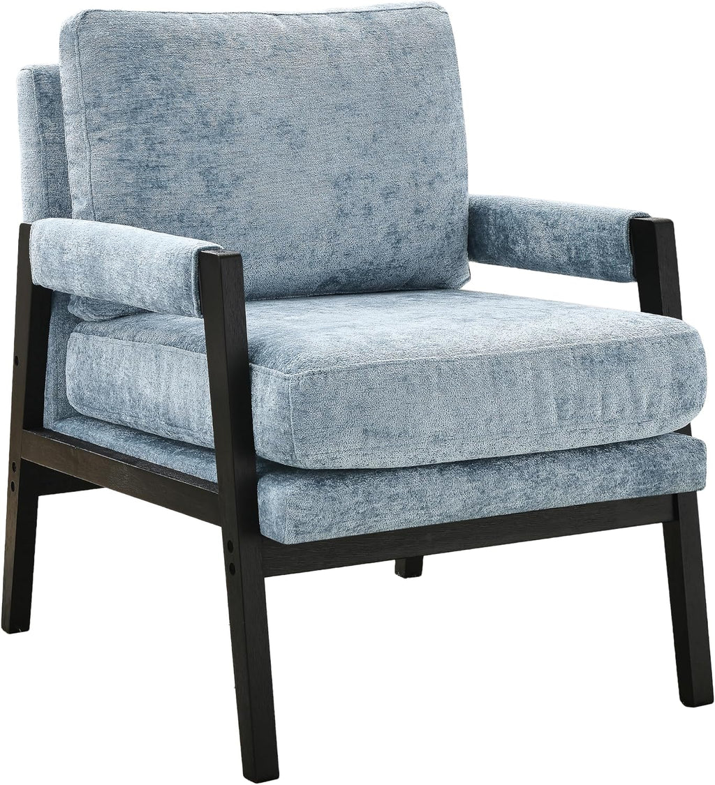 Roundhill Furniture Kelly Mid-Century Modern Chenille Upholstered Accent Armchair, Blue
