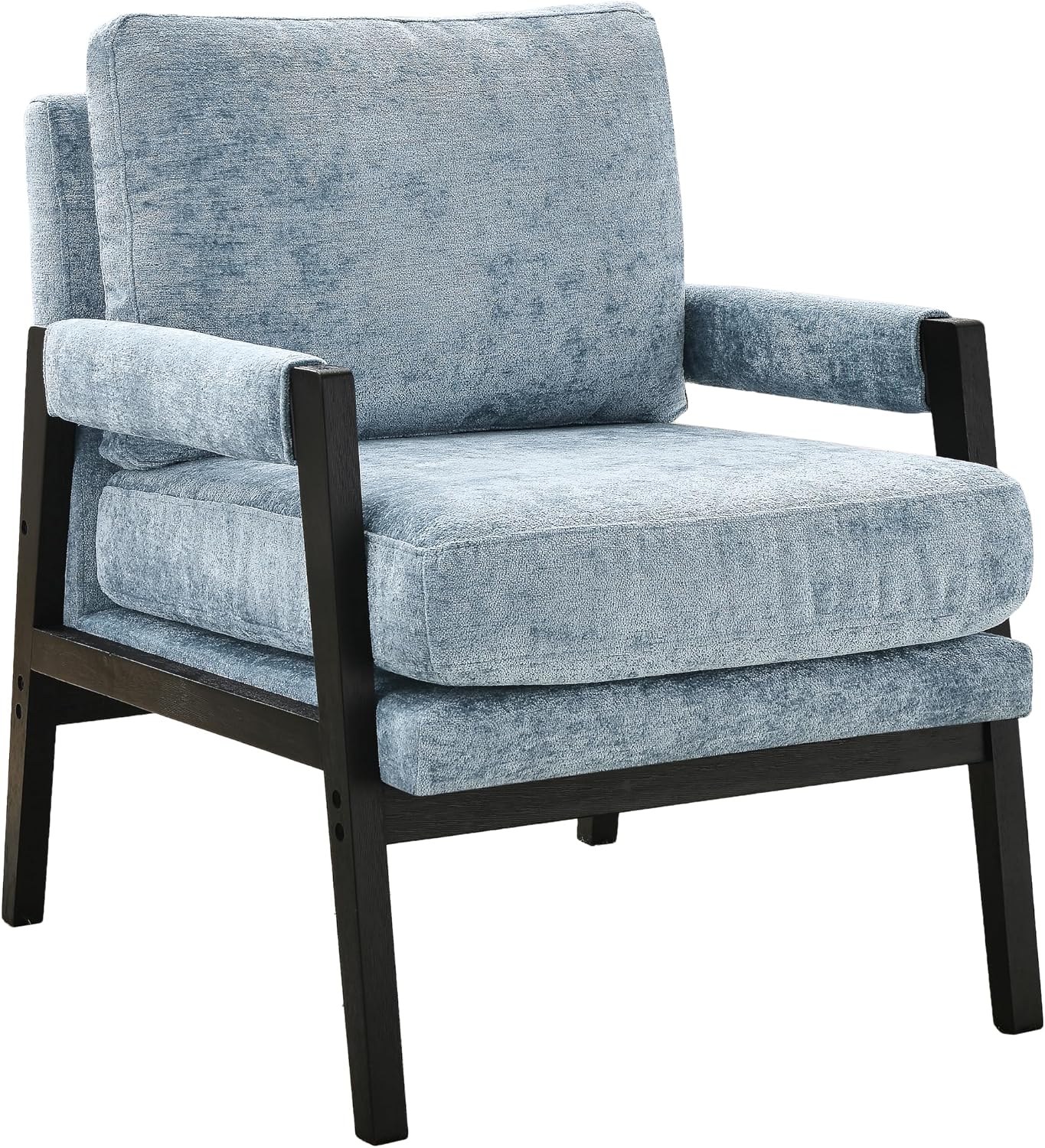 Roundhill Furniture Kelly Mid-Century Modern Chenille Upholstered Accent Armchair, Blue