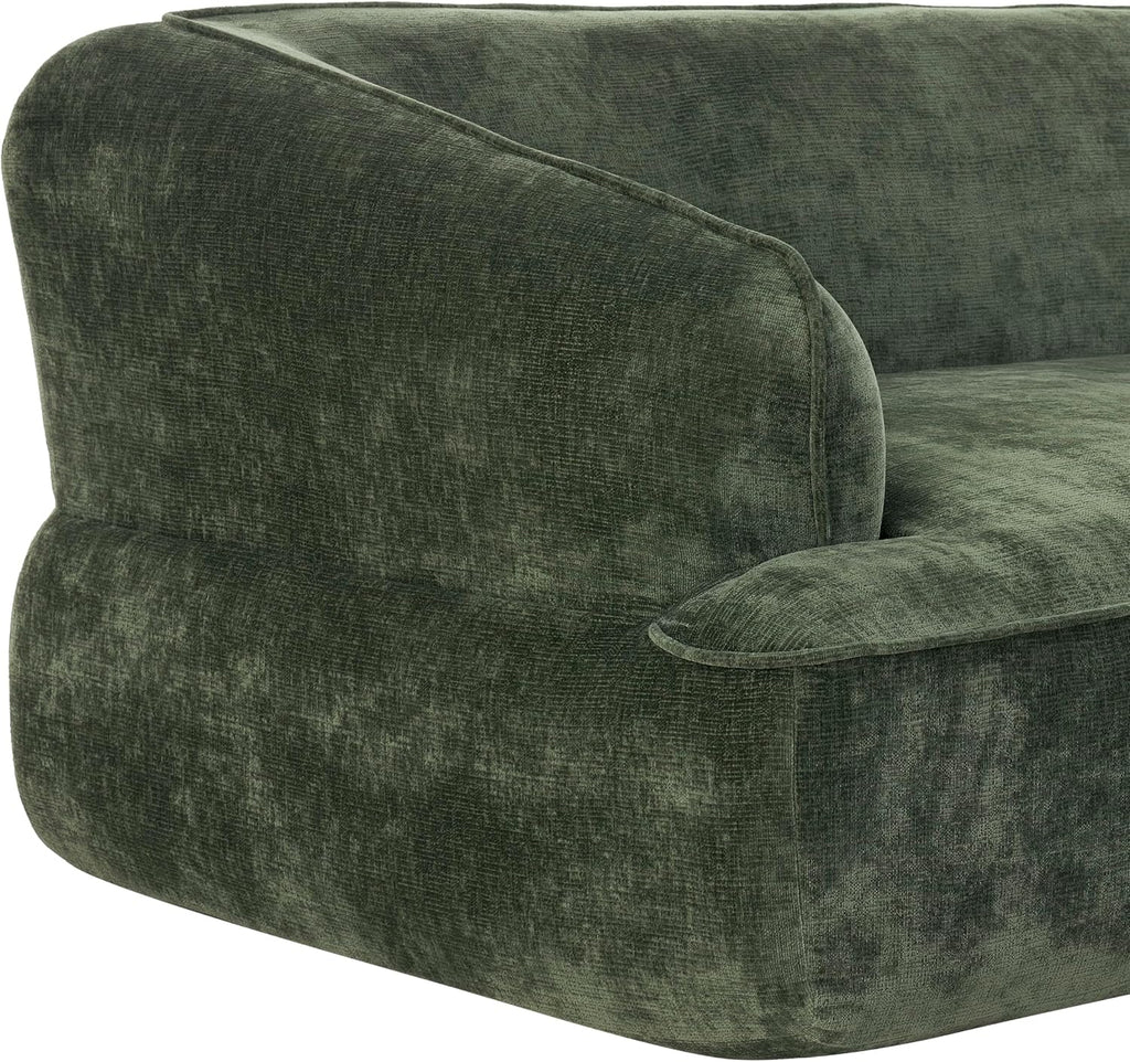 Christopher Knight Home Zacha 121' Modular L-Shape Sofa Couch with Chaise Lounge, Modern Boneless Sofa for Living Room, Fabric Upholstered Cloud Couch with Deep Seat, Olive Green