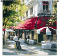 Cafe Franchetti by Brent Heighten | Woven Tapestry Wall Art Hanging | Parisian Street Scene | 100% Cotton USA Size 53x53
