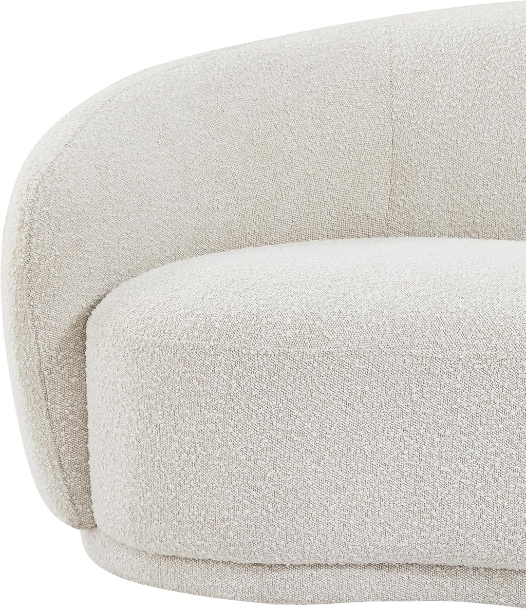 Meridian Furniture 693Cream-C Hyde Collection Modern | Contemporary Boucle Fabric Upholstered Accent Chair with Rounded Back, Cream, 42' W x 38' D x 27.5' H