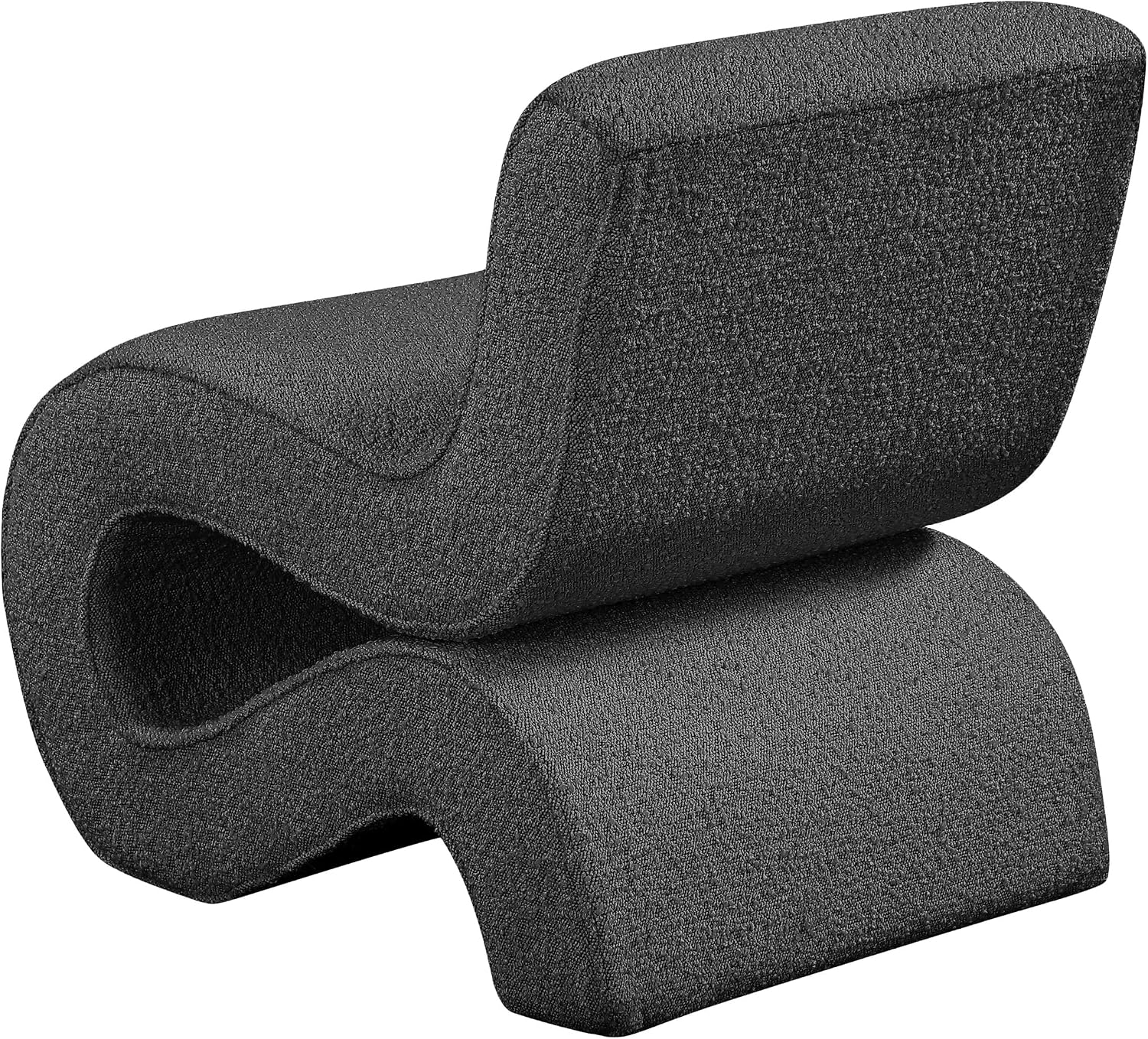 Meridian Furniture 599Black Desiree Collection Modern | Contemporary Boucle Fabric Upholstered Accent Chair with Rich Black Boucle Fabric, Curved Design, 22.5' W x 29' D x 28.5' H, Black