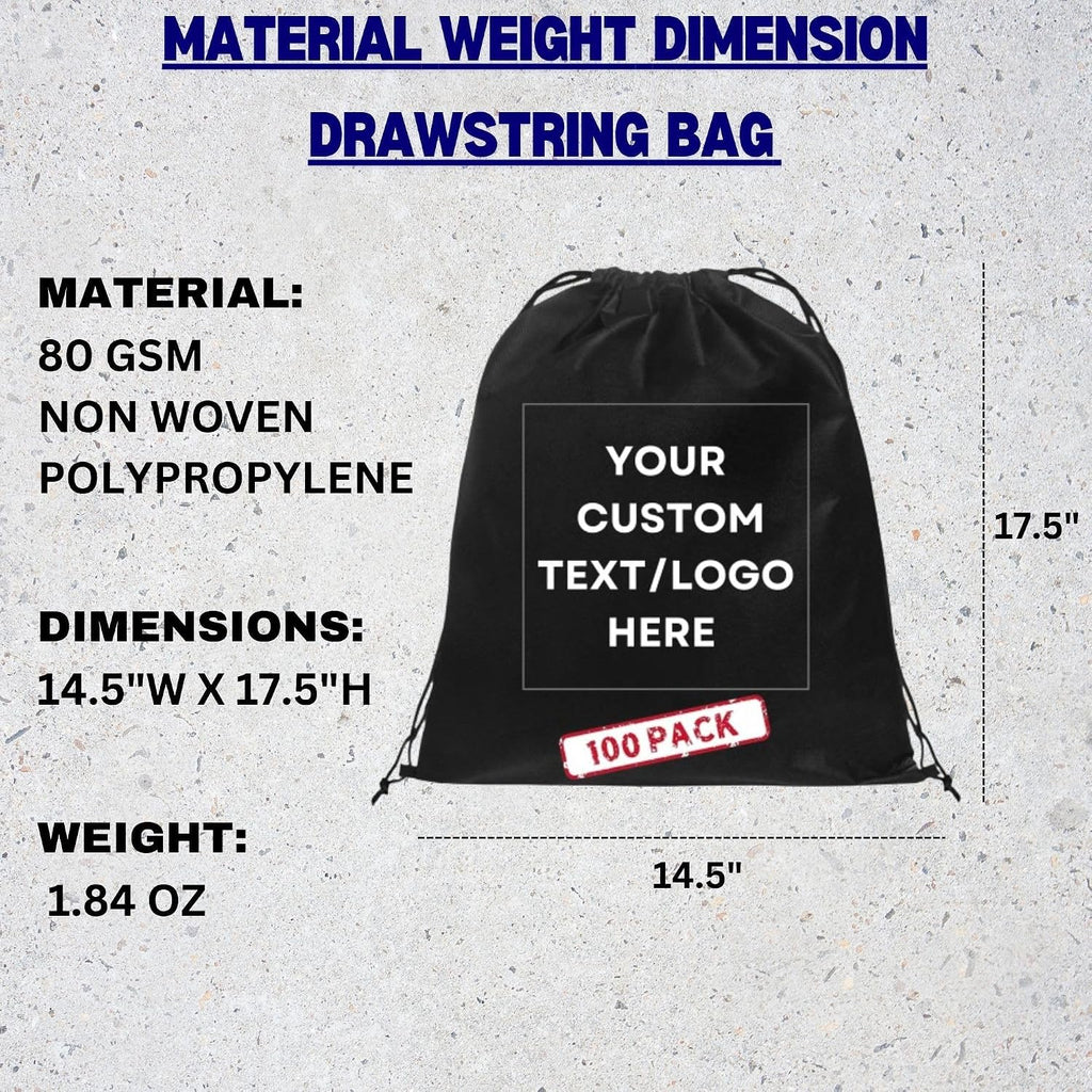 HANDSY Non-Woven Custom Drawstring Bags - Personalized Drawstring Backpack- Custom Bags with Logo for Traveling,Gym and Everyday Use (100, Black)