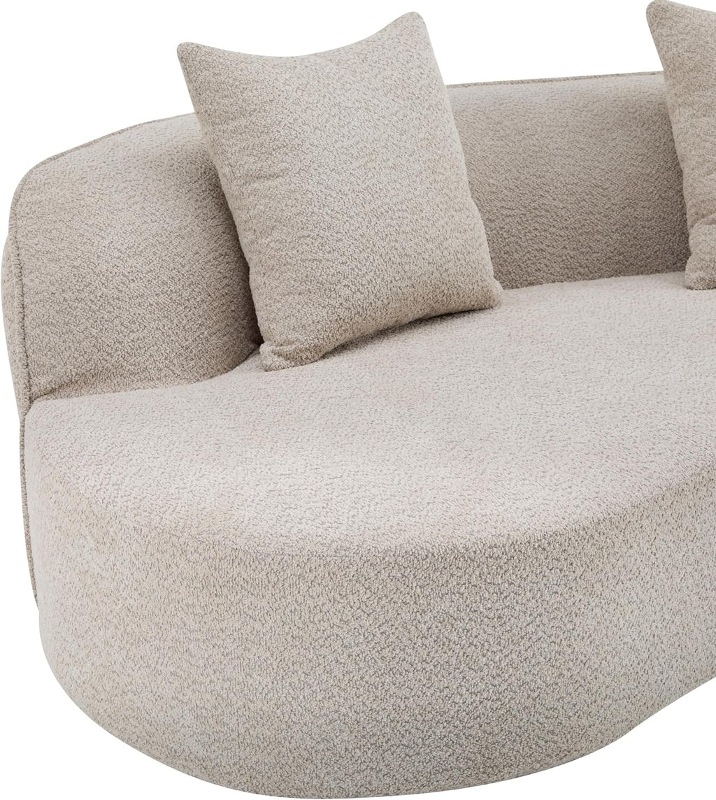 Christopher Knight Home Braebt 126' Comfy Upholstered Cloud Couch, 5-Seater Sofa Couches, Curved Modular Sectional Sofa with 4 Throw Pillows for Living Room, Study, No Assembly Required, Almond