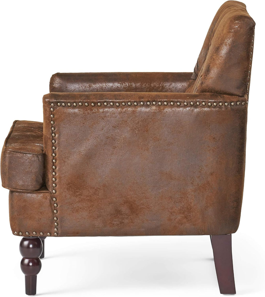 Christopher Knight Home Malone Tufted Club Chair, Brown 28D x 29.5W x 33.5H Inch