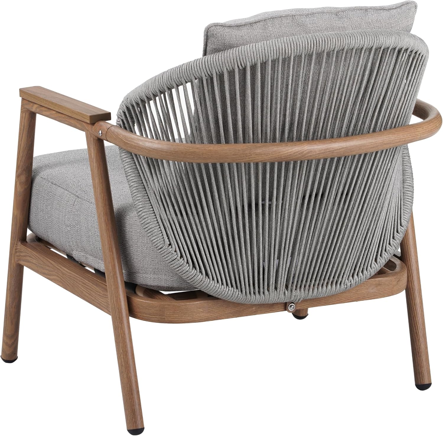 Christopher Knight Home Vine Iron Patio Club Chair Set of 2, Outdoor Accent Chair with Cushions, Wooden Patio Armchair, Ergonomic Comfy Reading Chair for Balcony, Backyard, Garden, Teak Finish