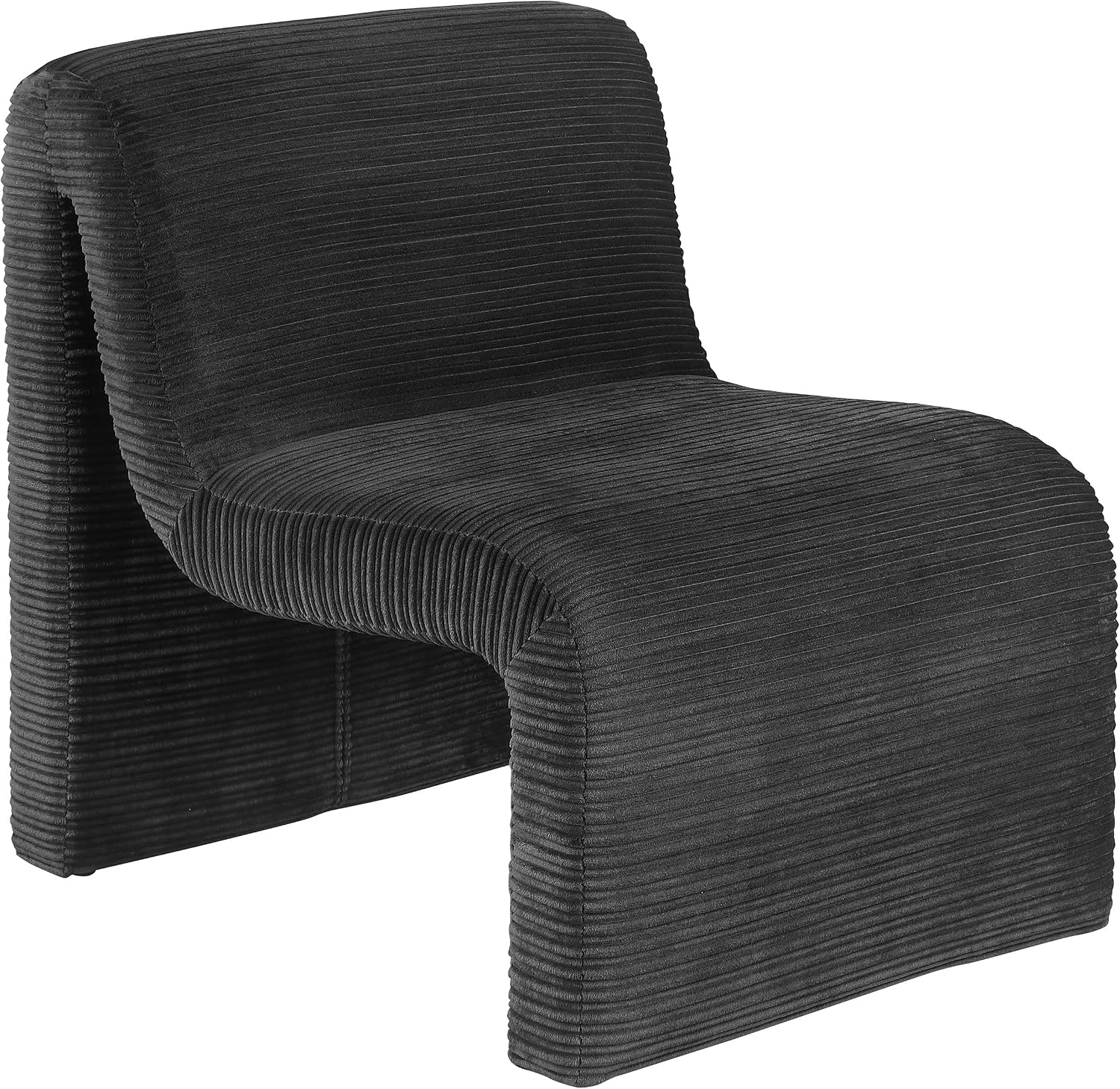 Coaster Home Furnishings - Drayton - Wood and Metal - Upholstered Armless Accent Chair with Sinuous Curves, Ribbed Detailing and Foam Padding - Living Room - Black - 907526