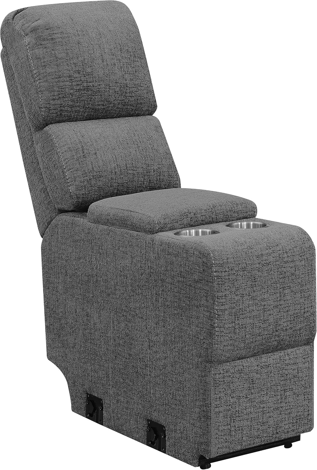 Coaster Home Furnishings - Bahrain - Upholstered - 5-Piece Theater Seating with Recliners, Cupholder Consoles & Thick Pillowtop Armrests - Living Room, Home Theater - Charcoal - 609541T