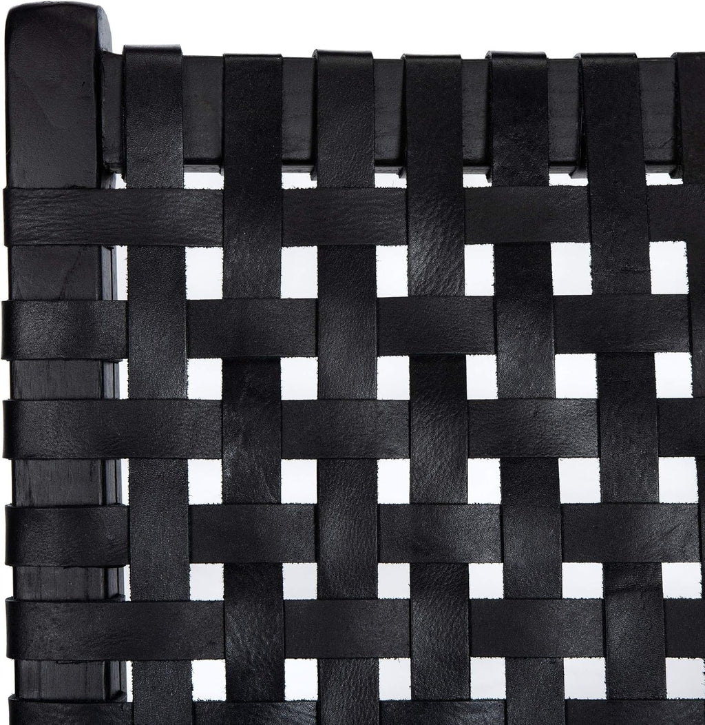 Safavieh Home Luna Black and Black Leather Woven Accent Chair