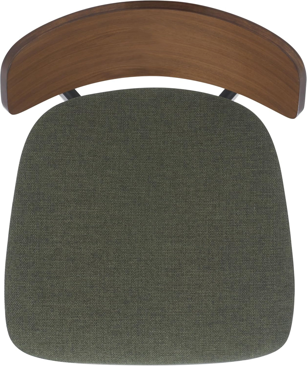 SAFAVIEH Couture Collection - Divya Walnut & Olive Green Dining Chair Set of 2, Mid-Century Modern Wood & Linen Upholstered Accent Chairs (SFV6710B-SET2)