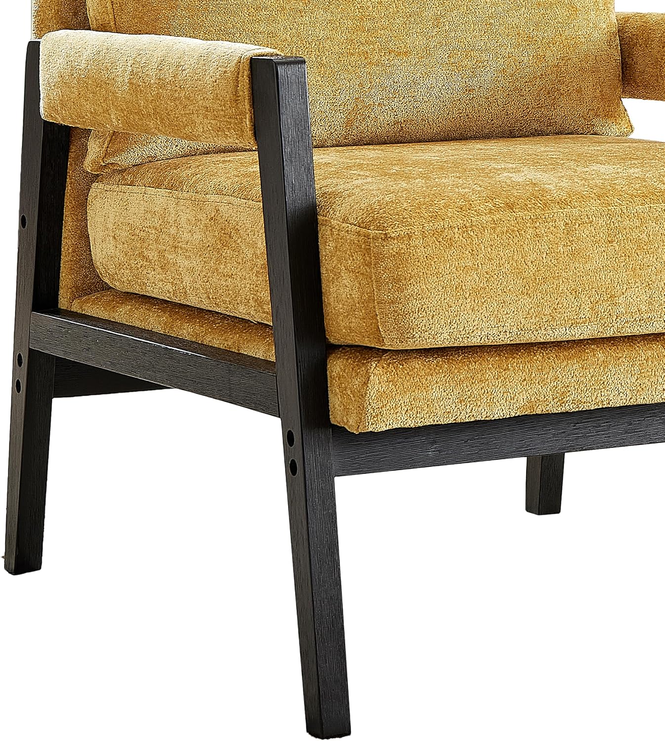 Roundhill Furniture Kelly Mid-Century Modern Chenille Upholstered Accent Armchair, Yellow