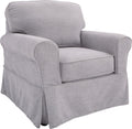 OSP Home Furnishings Ashton Rolled Arm Chair with Slipcover, Fog Grey
