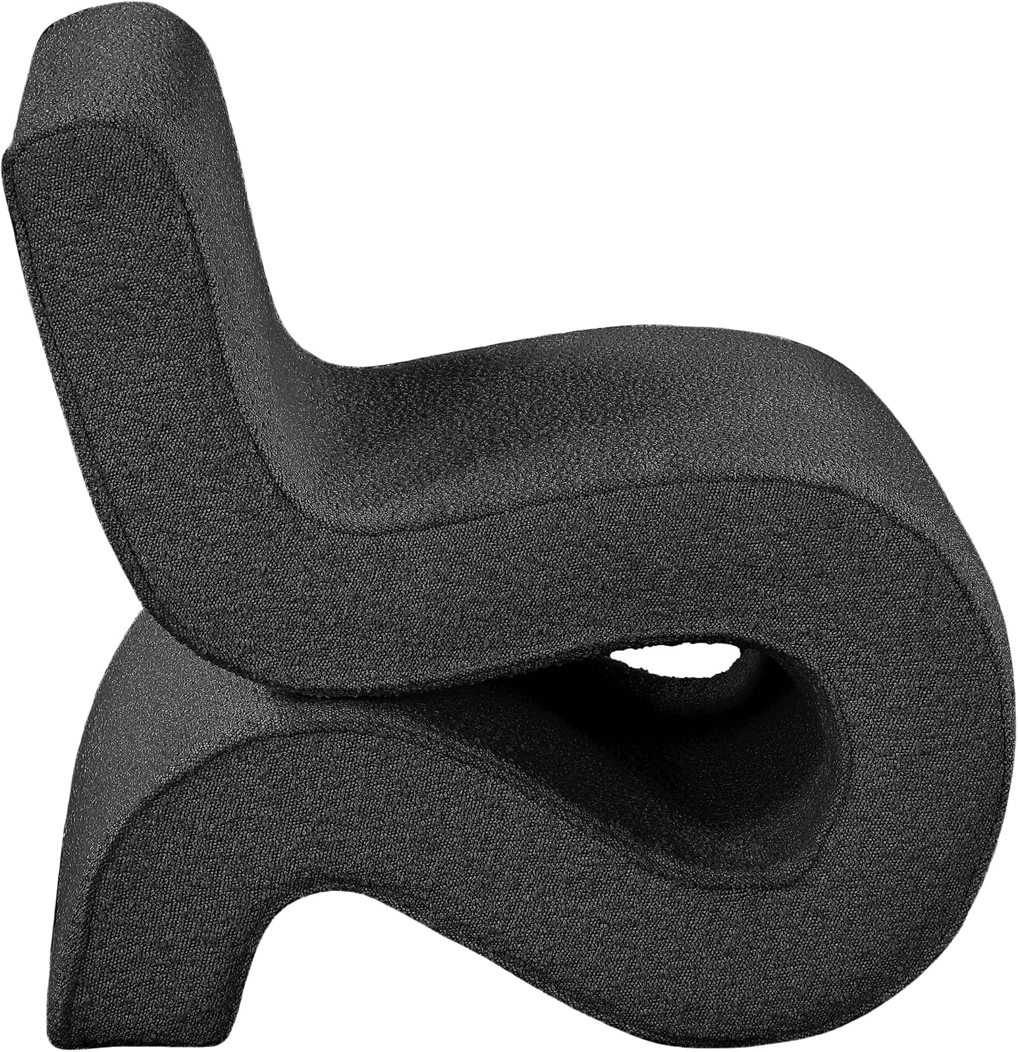 Meridian Furniture 599Black Desiree Collection Modern | Contemporary Boucle Fabric Upholstered Accent Chair with Rich Black Boucle Fabric, Curved Design, 22.5' W x 29' D x 28.5' H, Black