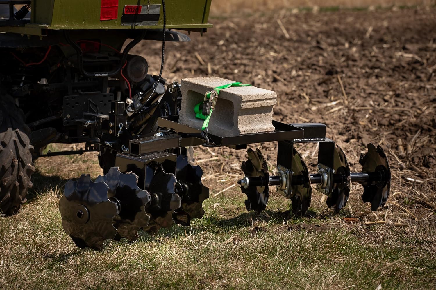 IMPACT IMPLEMENTS® Disc Plow Harrow with Weight Tray for ATV/UTV/Garden Tractors. Prep Soil, Cut Weeds & Clear Crop Remains.