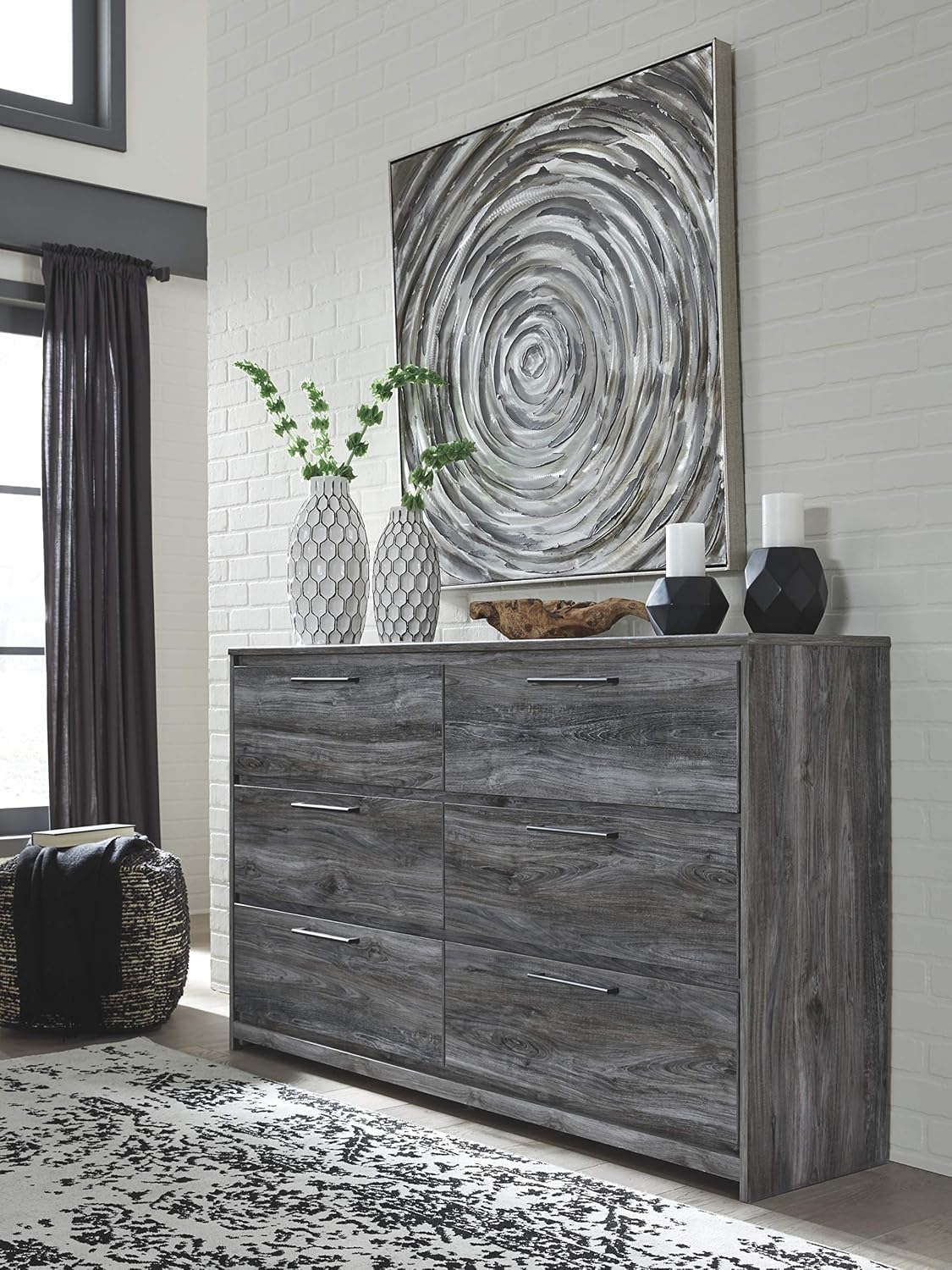 Signature Design by Ashley Baystorm Rustic Coastal 6 Drawer Dresser, Smoky Gray