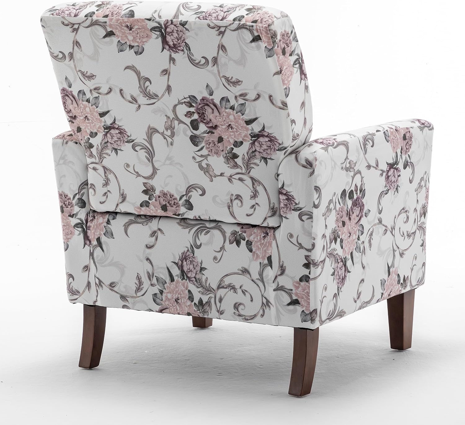 Container Furniture Direct Contemporary Accent Arm Chair with Birch Wood Frame and Velvet Upholstery, Armchair for Office and Living Room Decor, Removable Cushions, 06 Printed Fabric