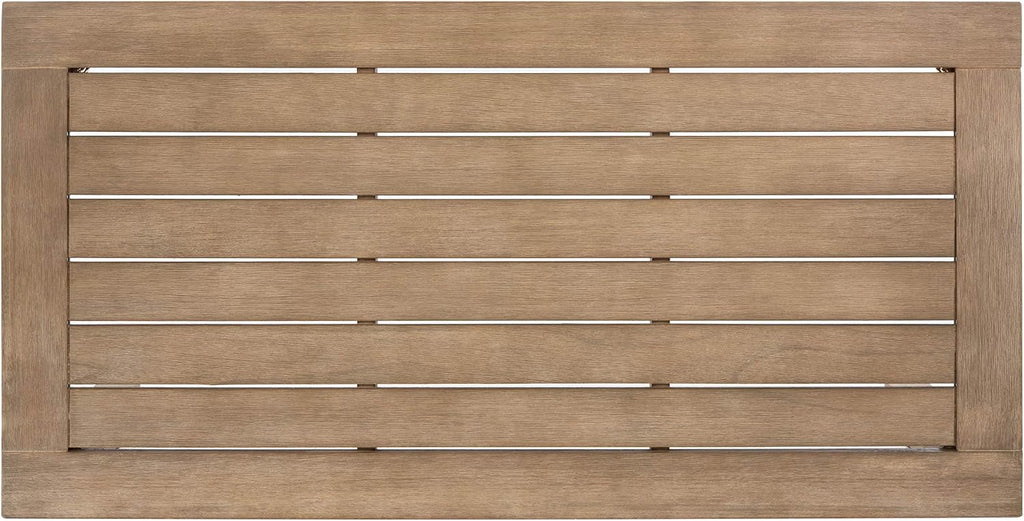 SAFAVIEH Couture Outdoor Patio Furniture Collection – Santa Cruz Coffee Table, Natural Eucalyptus Wood Slatted Top, Modern Outdoor Accent Table (CPT1016A)