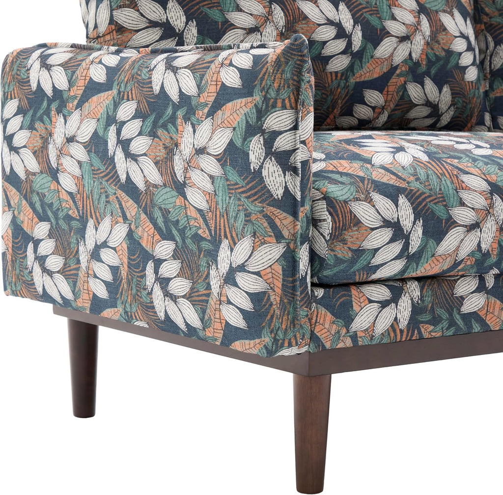 Christopher Knight Home Brena Modern Chenille Upholstered Loveseat Sofa, Wooden 2 Seater Sofa Couch with Deep Seat, Comfy Cloud Couch for Living Room, Bedroom, Home Office, Green+White
