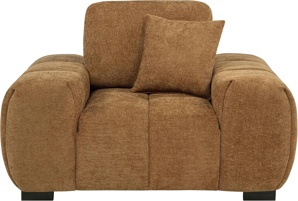 Coaster Home Furnishings - Octavia - Fabric Upholstered Track Arm Accent Chair with Curved Shape, Tufted Waterfall Seat and Reversible Back Cushion - Living Room - Amber - 509343