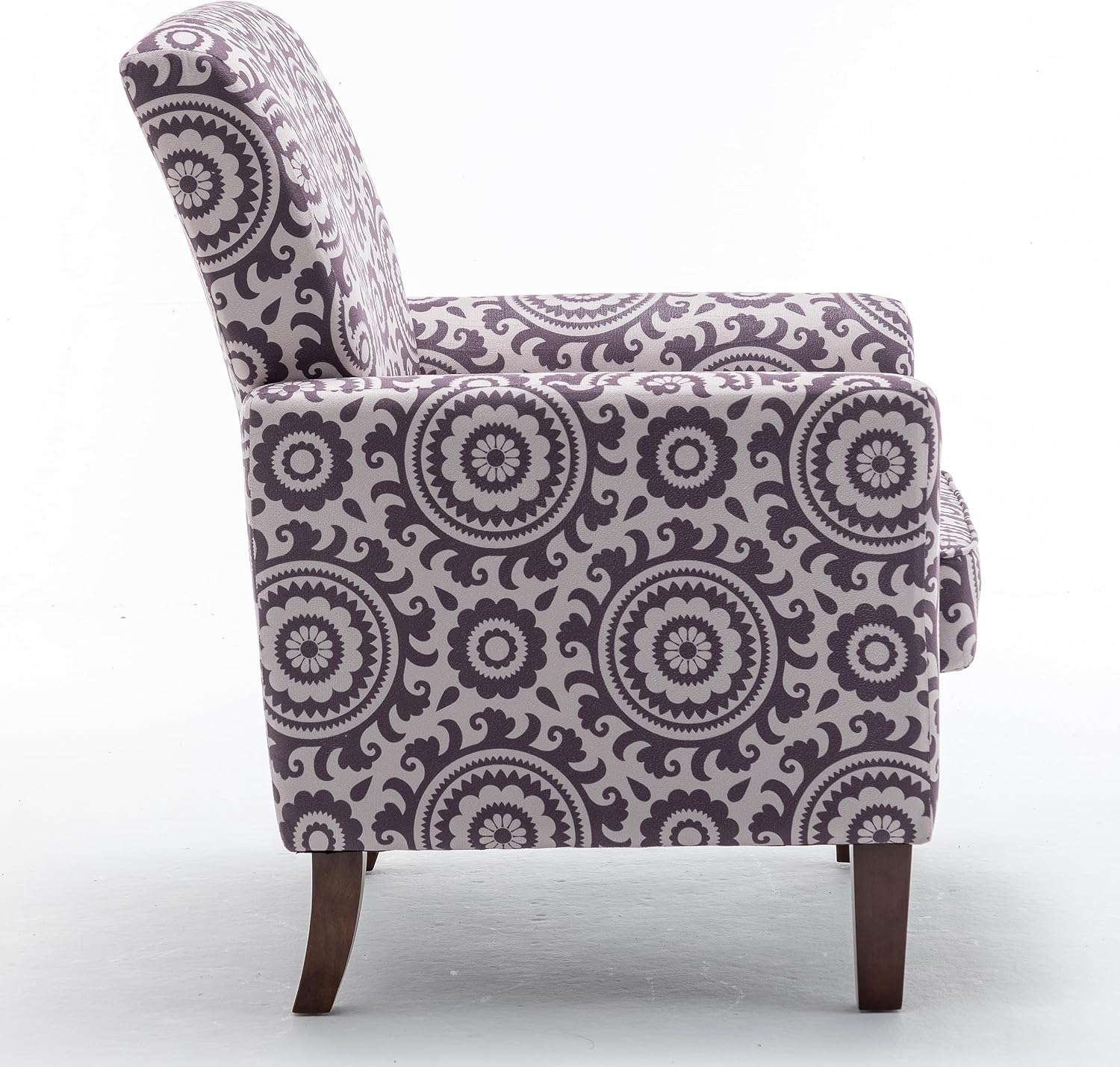 Container Furniture Direct Contemporary Accent Arm Chair with Birch Wood Frame and Velvet Upholstery, Armchair for Office and Living Room Decor, Removable Cushions, 02 Printed Fabric