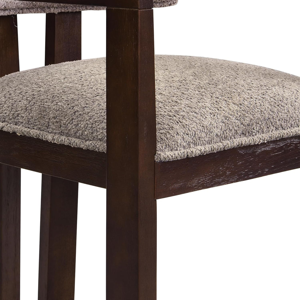 Christopher Knight Home Falcon Boucle Fabric Upholstered Dining Chairs Set of 2, Modern Wooden Dining Armchair, Curved Backrest Kitchen Side Chair,Living Room Accent Chair Extra Seat, Espresso