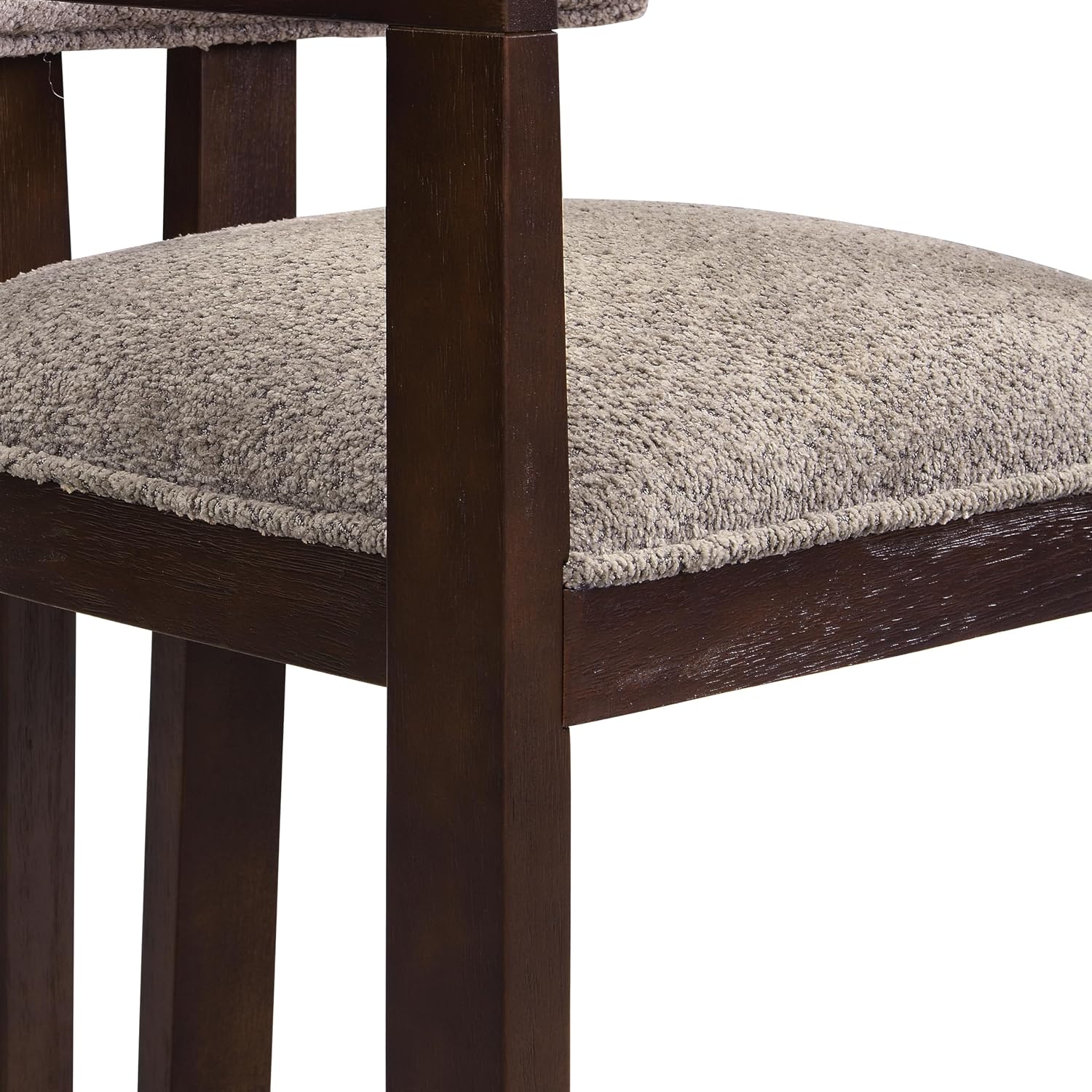 Christopher Knight Home Falcon Boucle Fabric Upholstered Dining Chairs Set of 2, Modern Wooden Dining Armchair, Curved Backrest Kitchen Side Chair,Living Room Accent Chair Extra Seat, Espresso