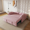 KEIKI 3 in 1 Full Pull Out Sofa Bed with Adjustable Backrest & Side Storage Pockets, Velvet Recliner Lounge Sofa for Small Living Spaces, Pink