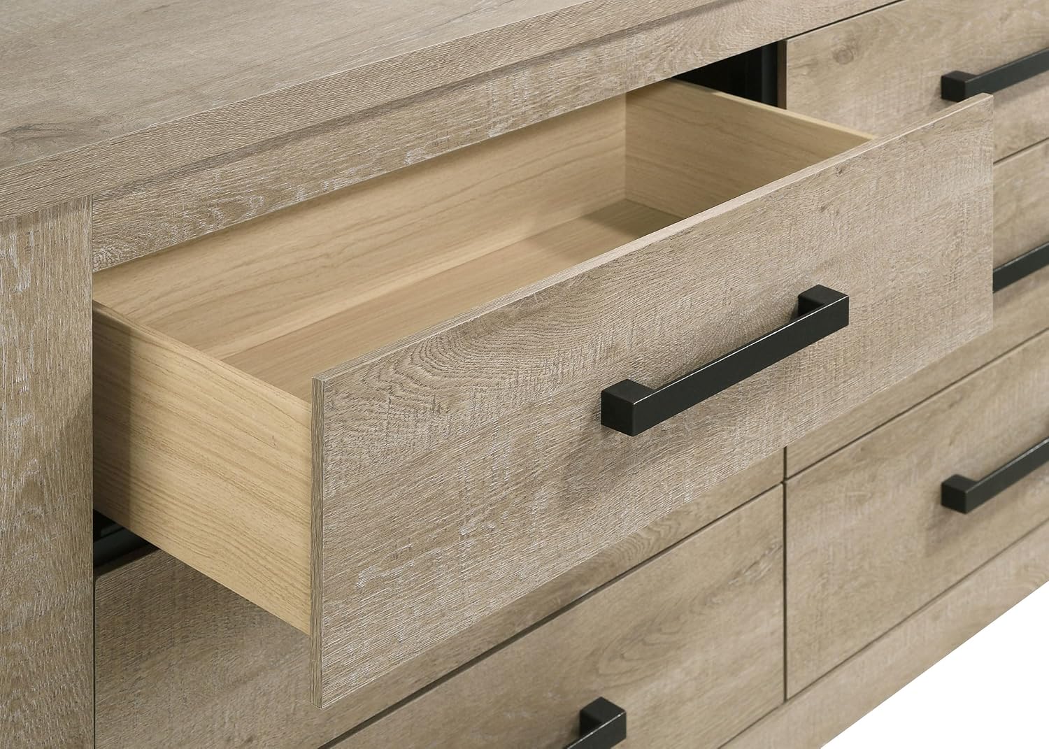 Coaster Home Furnishings - Oakglen - Engineered Wood - 6-Drawer Dresser with Rustic Style, Dark Bronze Handles, Rectangular Shape - Bedroom - Weathered Oak - 225103